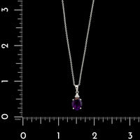 14K White Gold Estate Amethyst and Diamond Pendant Necklace