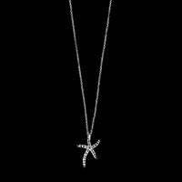18K White Gold Estate Diamond Starfish Pendant Necklace