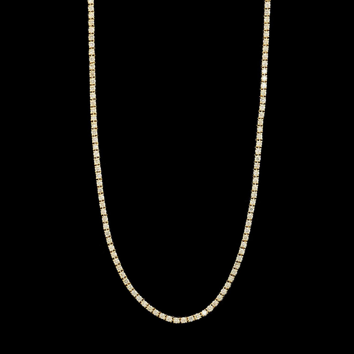14K Yellow Gold Estate Diamond Tennis Necklace