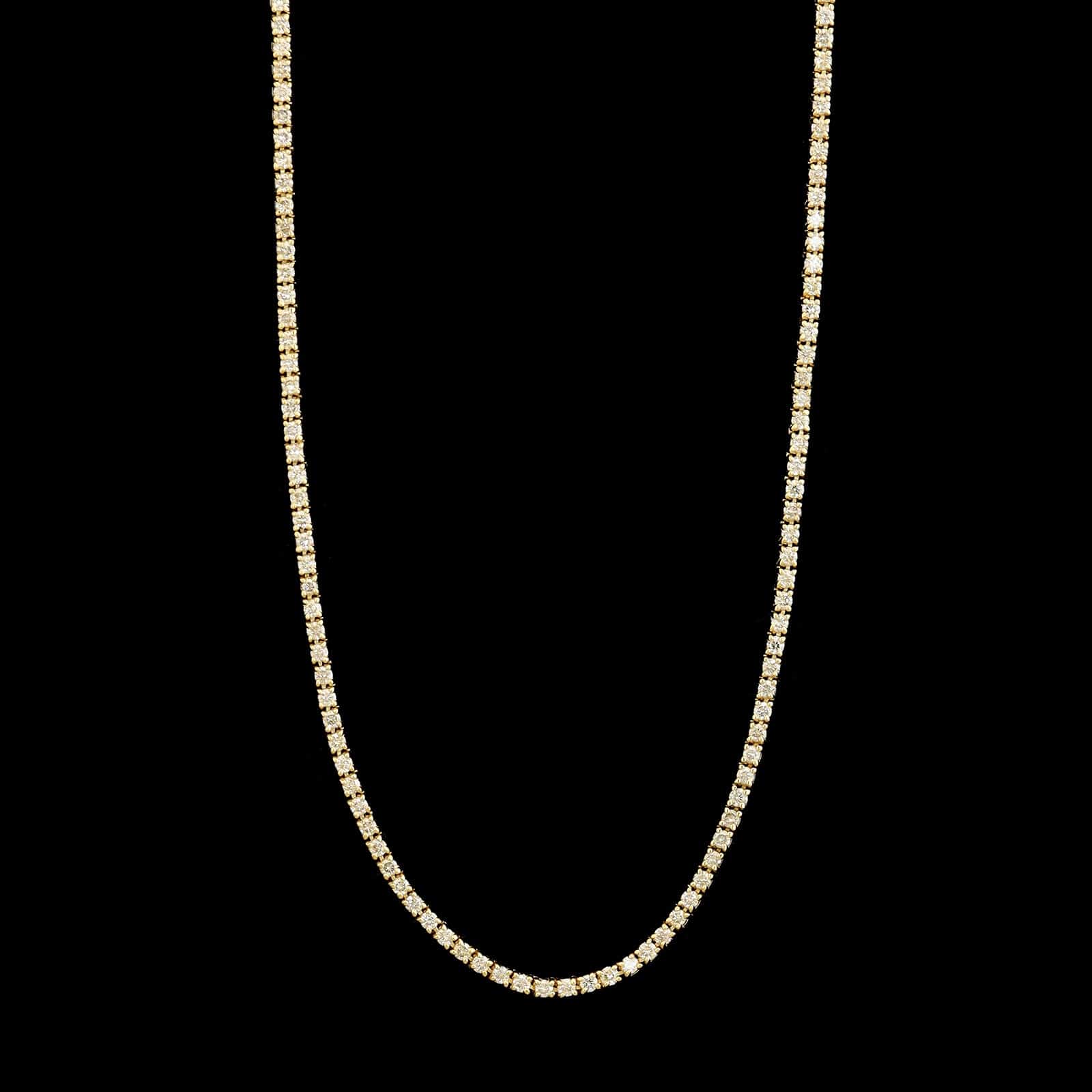14K Yellow Gold Estate Diamond Tennis Necklace