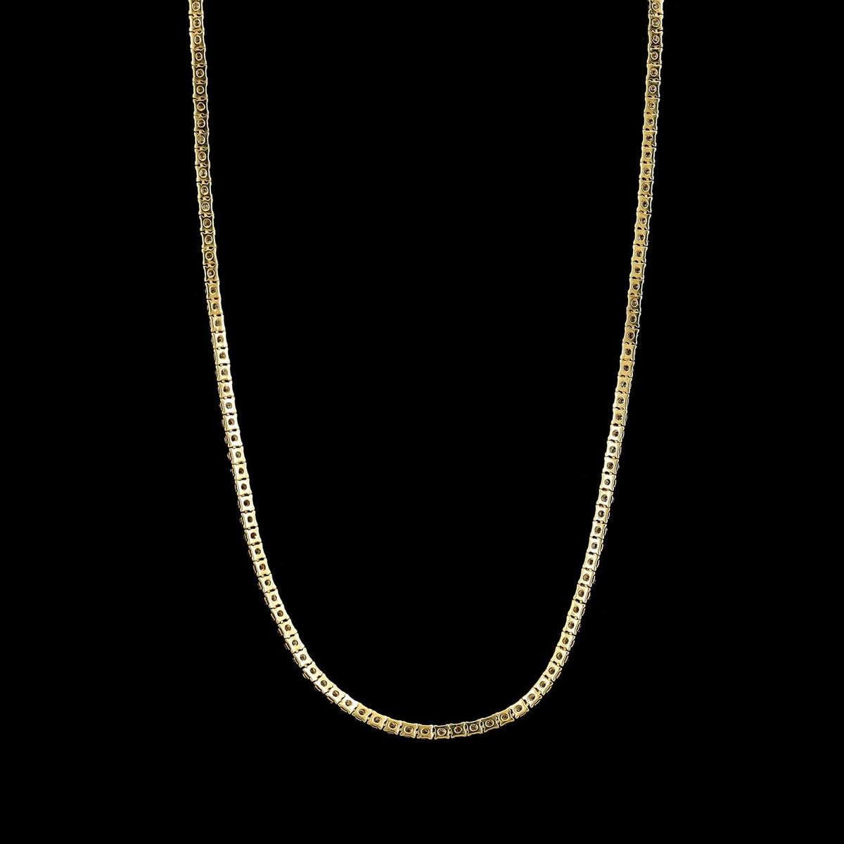 14K Yellow Gold Estate Diamond Tennis Necklace