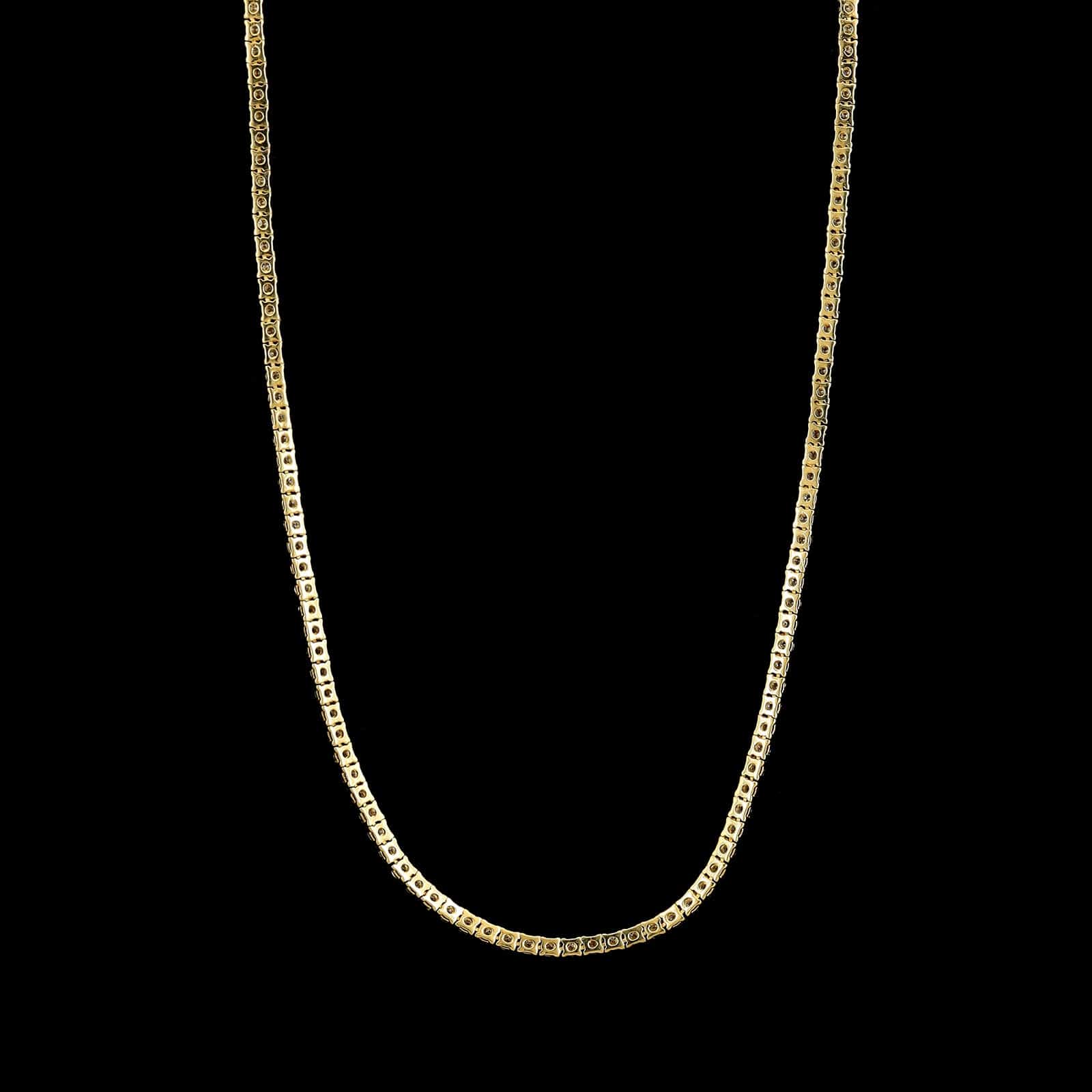 14K Yellow Gold Estate Diamond Tennis Necklace