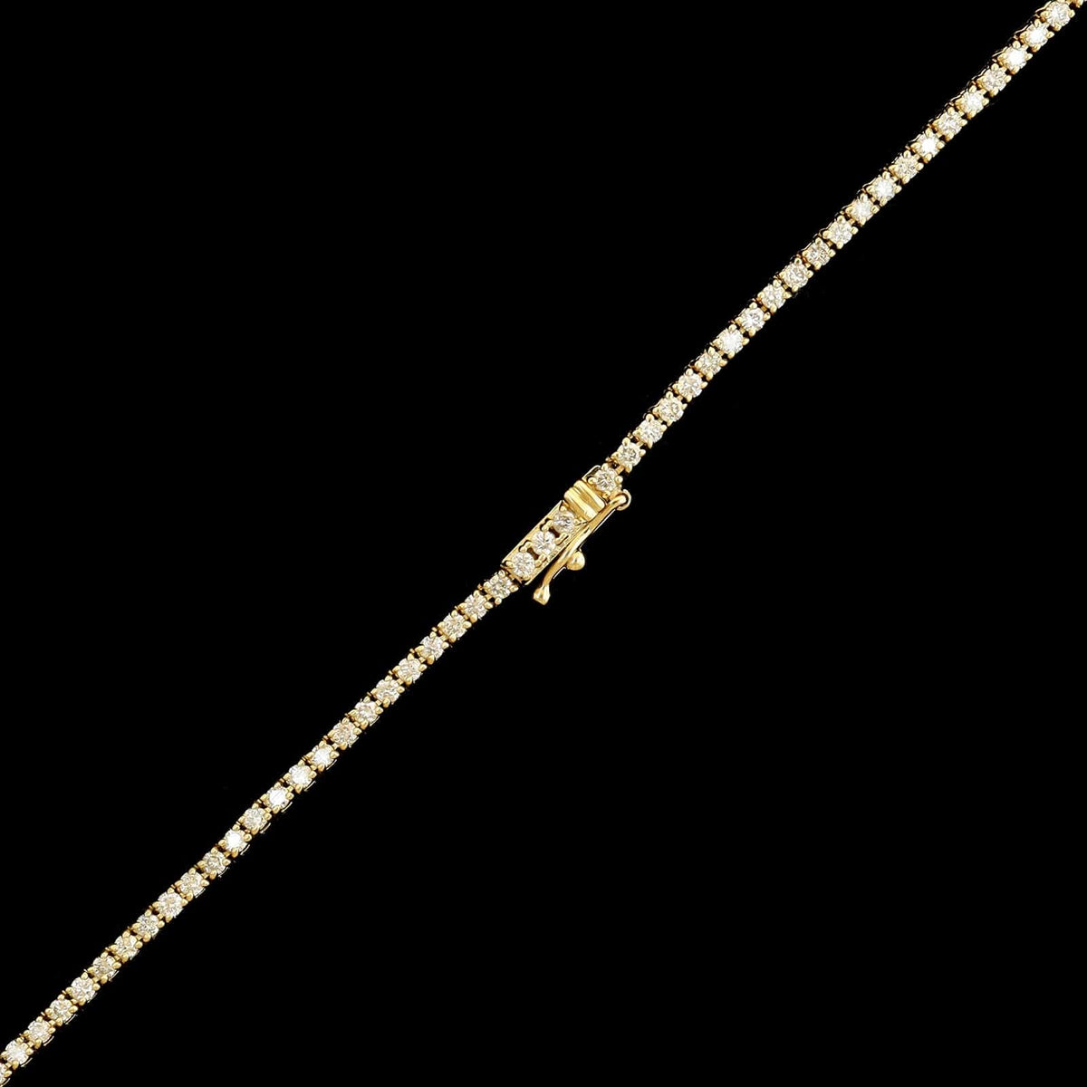 14K Yellow Gold Estate Diamond Tennis Necklace