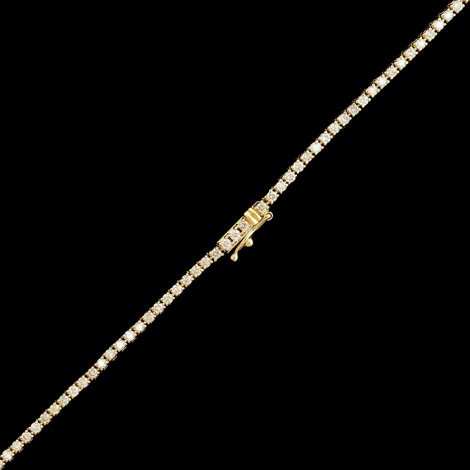 14K Yellow Gold Estate Diamond Tennis Necklace