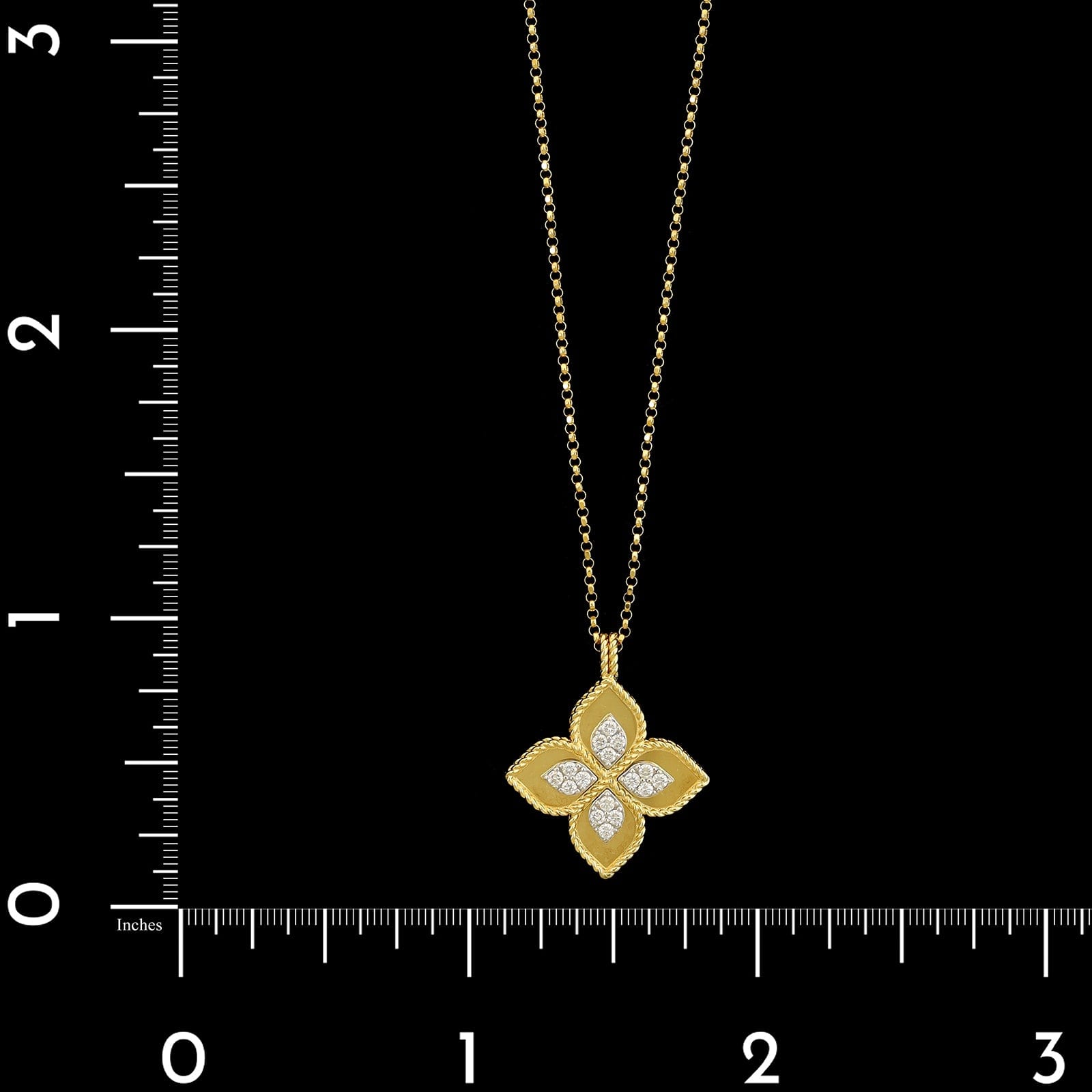 Roberto Coin 18K Yellow Gold Estate Diamond Princess Flower Pendant Necklace