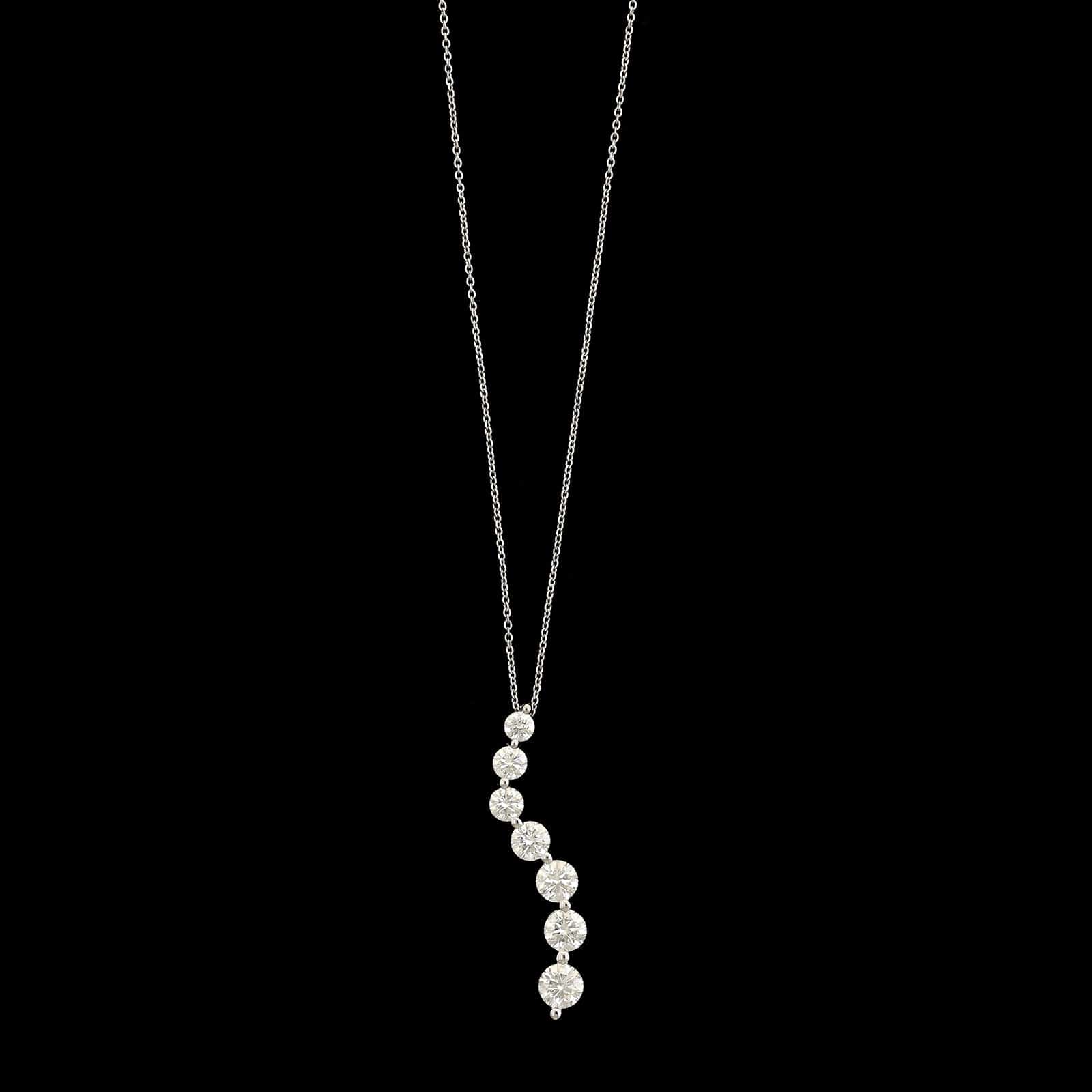 14K White Gold Estate Diamond Pendant Necklace