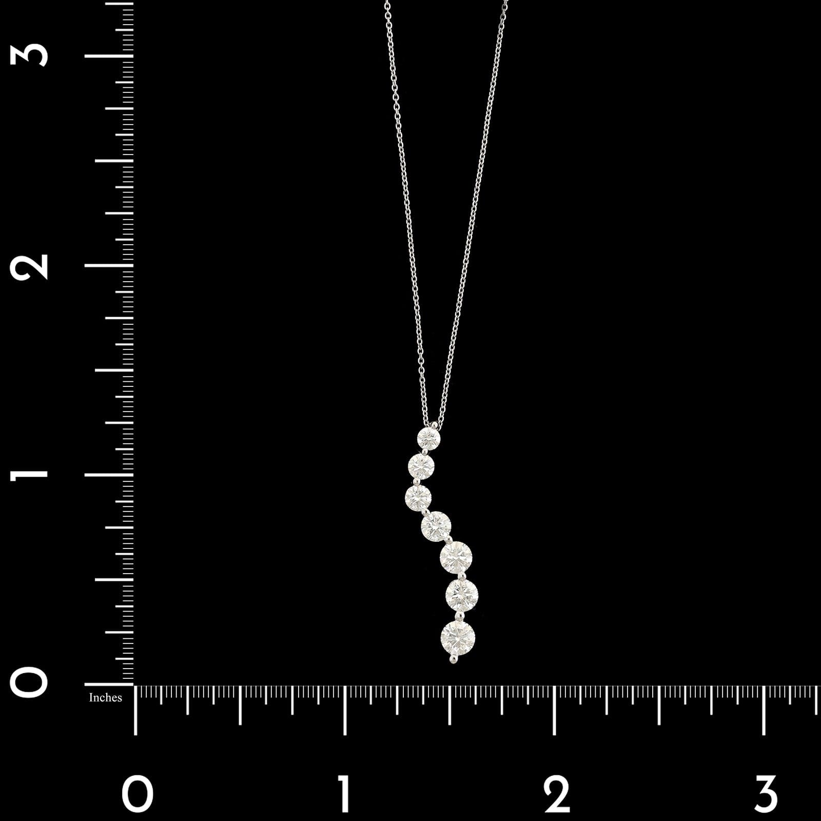 14K White Gold Estate Diamond Pendant Necklace