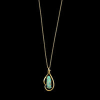 14K Yellow Gold Estate Opal Pendant Necklace