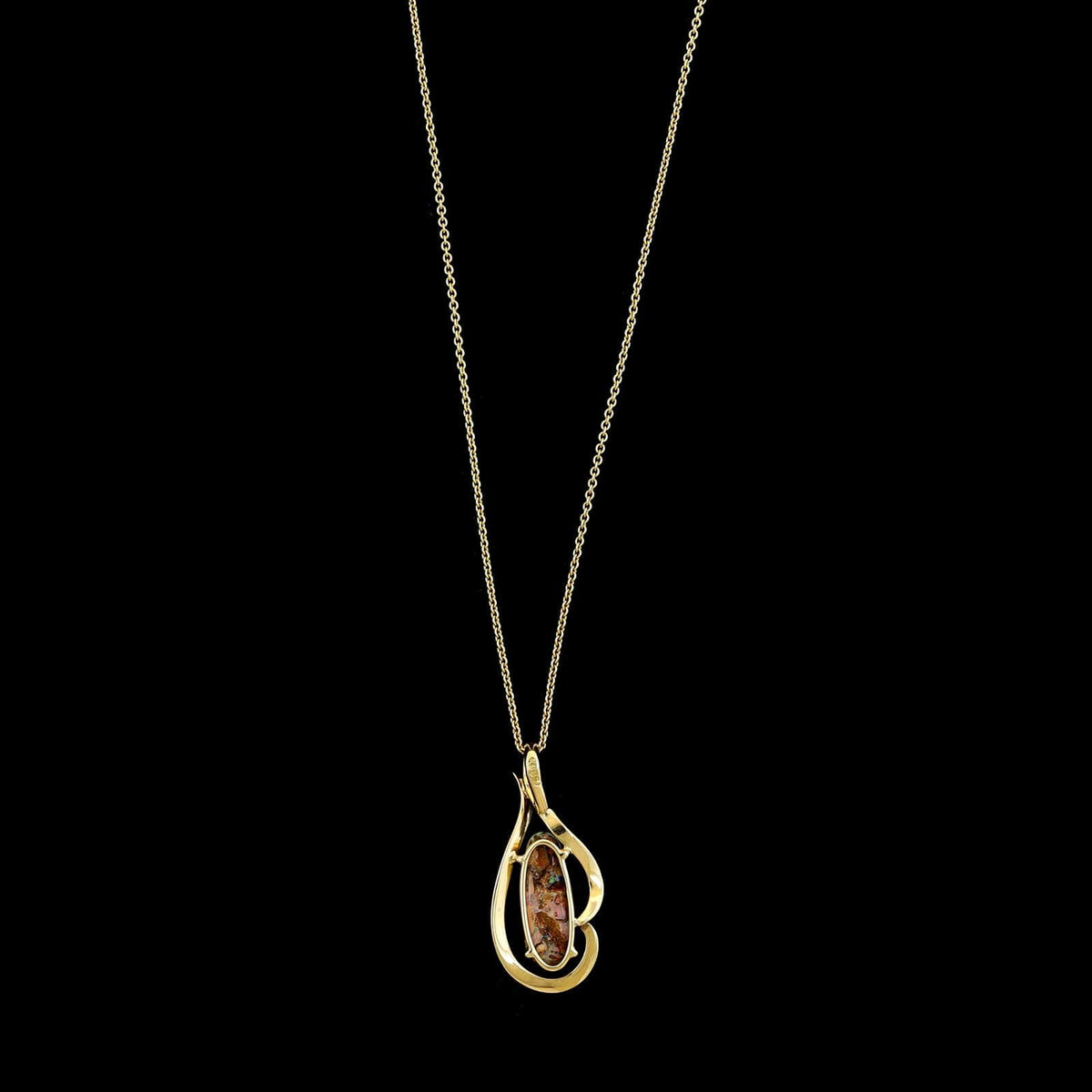 14K Yellow Gold Estate Opal Pendant Necklace