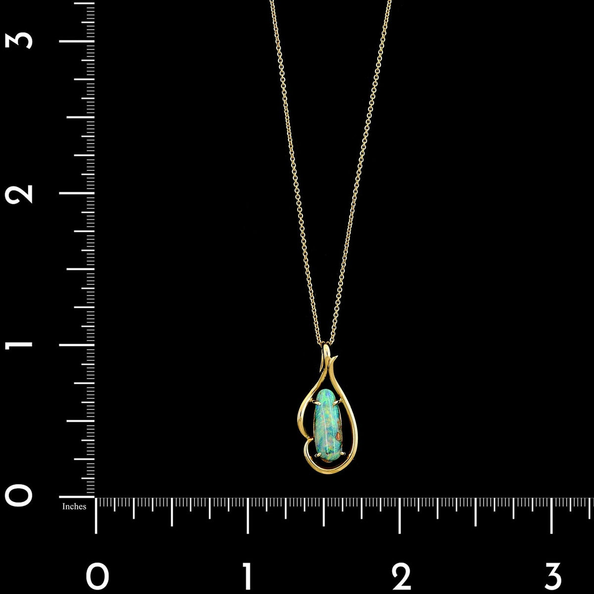 14K Yellow Gold Estate Opal Pendant Necklace