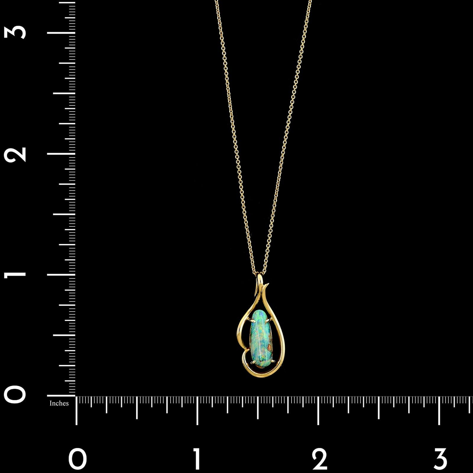 14K Yellow Gold Estate Opal Pendant Necklace