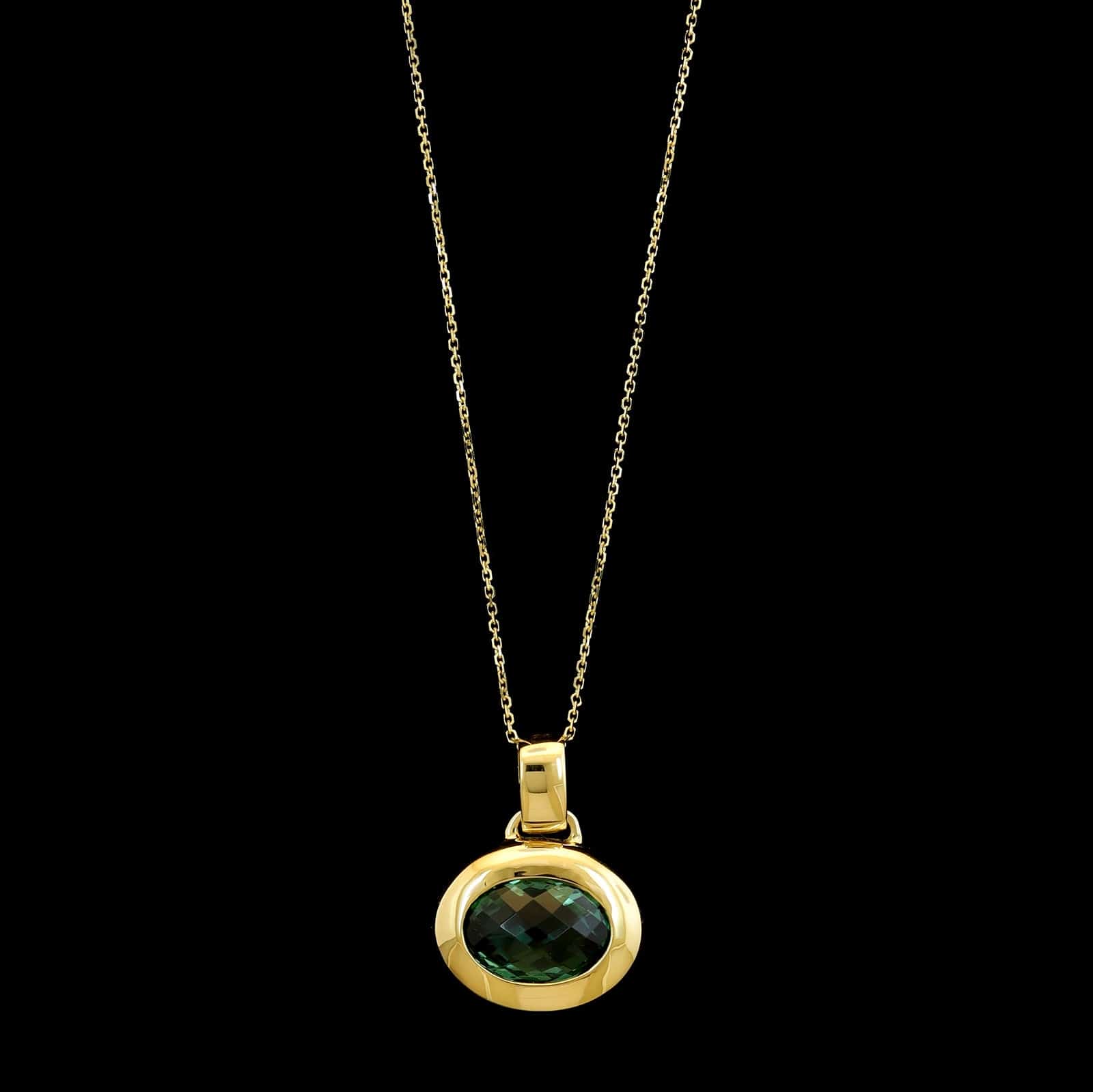 18K Yellow Gold Estate Presiolite Pendant Necklace