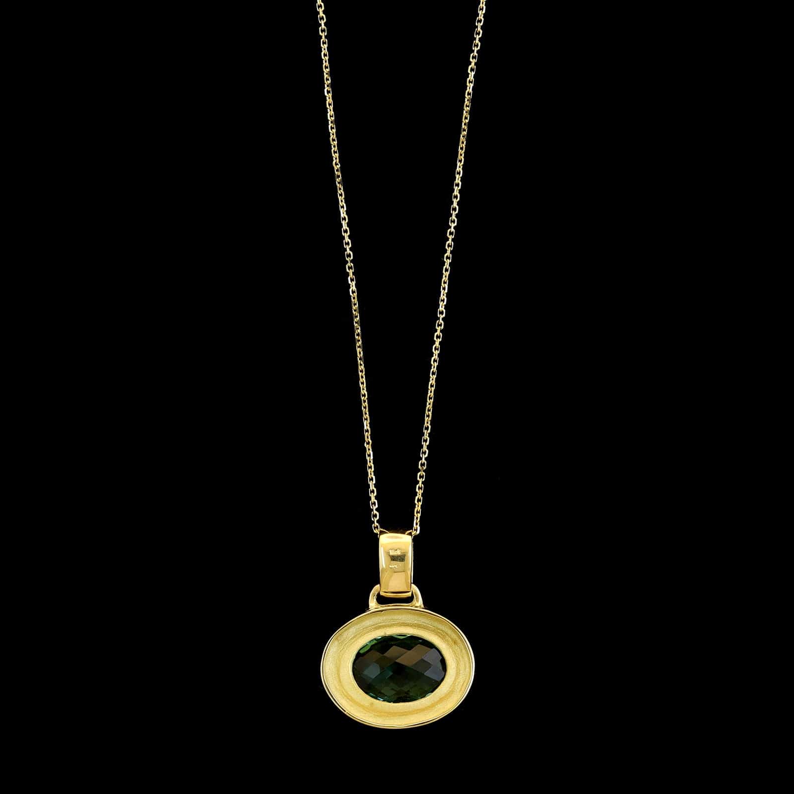 18K Yellow Gold Estate Presiolite Pendant Necklace