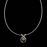 14K White Gold estate Cultured Tahitian Pearl and Diamond Necklace