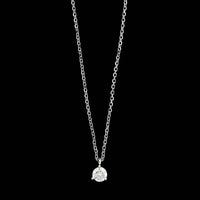 14K White Gold Estate Diamond Solitaire Pendant Necklace