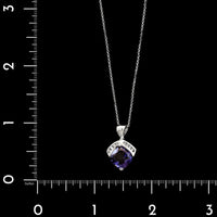 14K White Gold Estate Iolite and Diamond Pendant Necklace