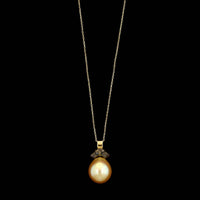 18K Yellow Gold Estate Cultured Golded South Sea Baroque Pearl Pendant Necklace