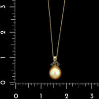18K Yellow Gold Estate Cultured Golded South Sea Baroque Pearl Pendant Necklace