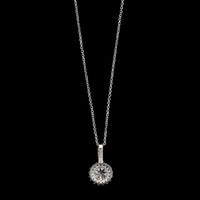 14K White Gold Estate Diamond Halo Pendant Necklace