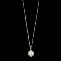 14K White Gold Estate Diamond Halo Pendant Necklace