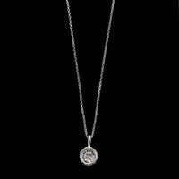 14K White Gold Estate Diamond Halo Pendant Necklace