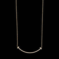 Tiffany & Co. 18K Rose Gold Estate Diamond Smile Necklace