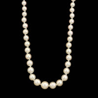 14K White Gold Estate Cultured Pearl Graduated Necklace