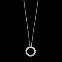 14K White Gold Estate Diamond Circle Pendant Necklace