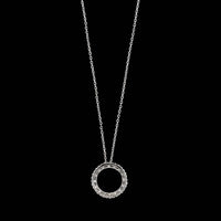 14K White Gold Estate Diamond Circle Pendant Necklace