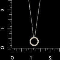 14K White Gold Estate Diamond Circle Pendant Necklace