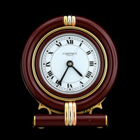 Cartier Les Must de Cartier Paris Enamel Gold Plated Estate Travel Clock