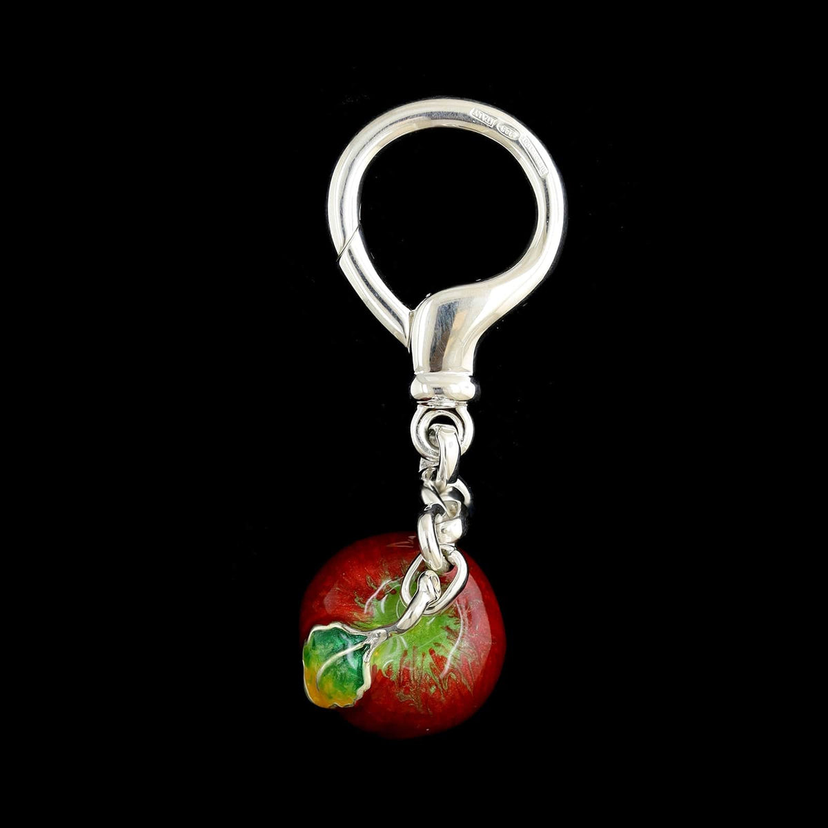 Tiffany & Co. Sterling Silver Estate Enamel Apple Keychain