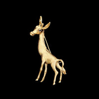 14K Yellow Gold Estate Sapphire Giraffe Pin