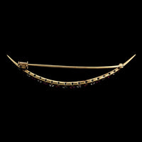 Antique Estate Ruby and Diamond Crescent Moon Pin