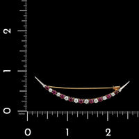 Antique Estate Ruby and Diamond Crescent Moon Pin