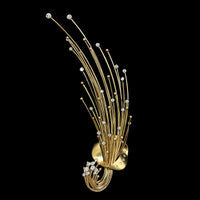 14K Two-tone Gold Estate Diamond Spray Pin