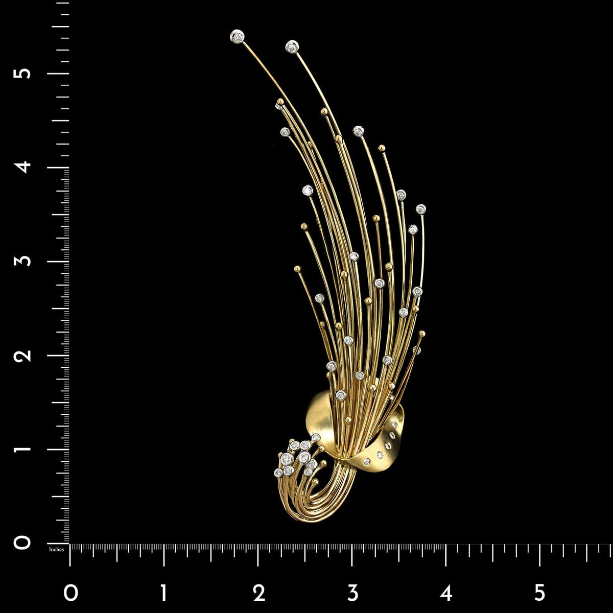 14K Two-tone Gold Estate Diamond Spray Pin