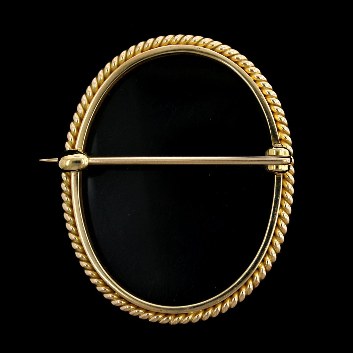 Vintage 14K Yellow Gold Estate Hardstone Cameo Pin