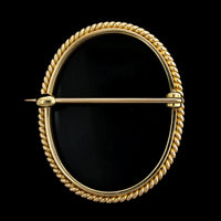 Vintage 14K Yellow Gold Estate Hardstone Cameo Pin