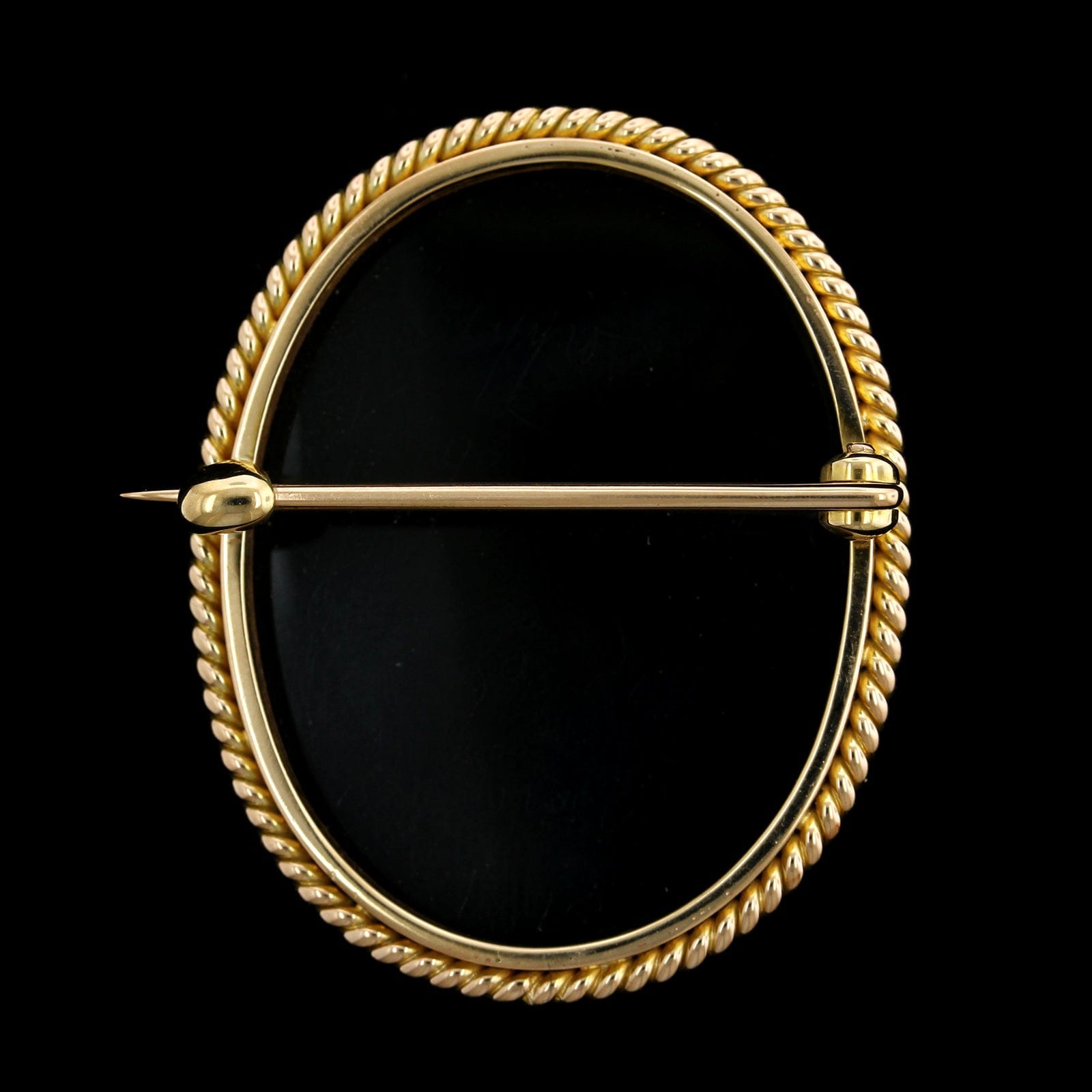 Vintage 14K Yellow Gold Estate Hardstone Cameo Pin