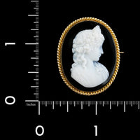 Vintage 14K Yellow Gold Estate Hardstone Cameo Pin