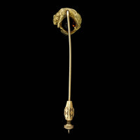Antique 14K Yellow Gold Estate Citrine Panther Stickpin