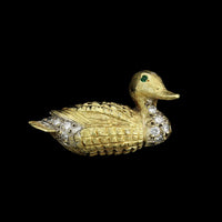 18K Yellow Gold Estate Diamond Duck Pin