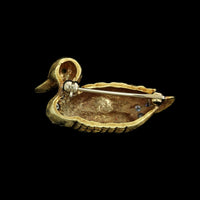 18K Yellow Gold Estate Diamond Duck Pin