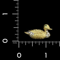 18K Yellow Gold Estate Diamond Duck Pin