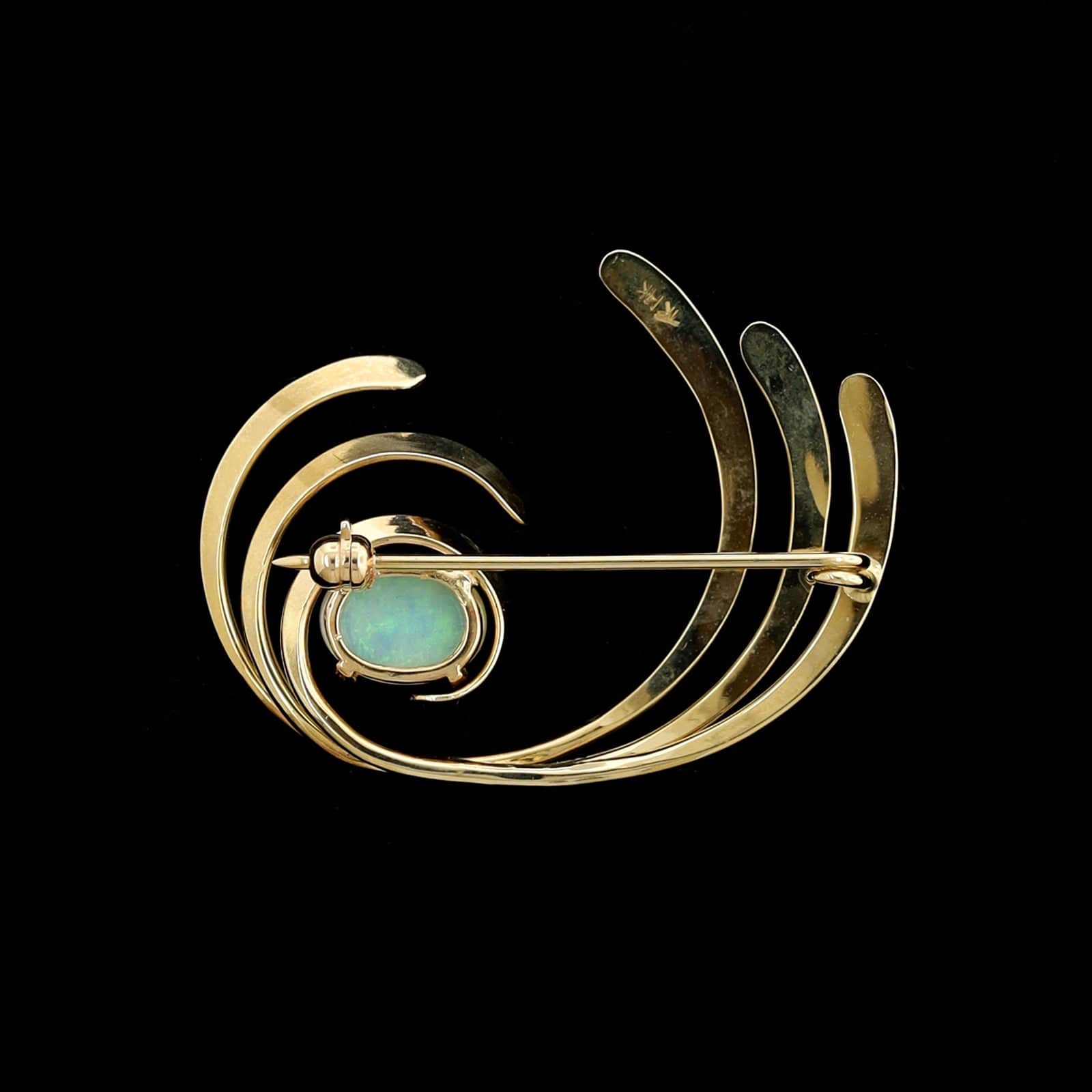 Tom Kruskall 14K Yellow Gold Estate Opal Pin