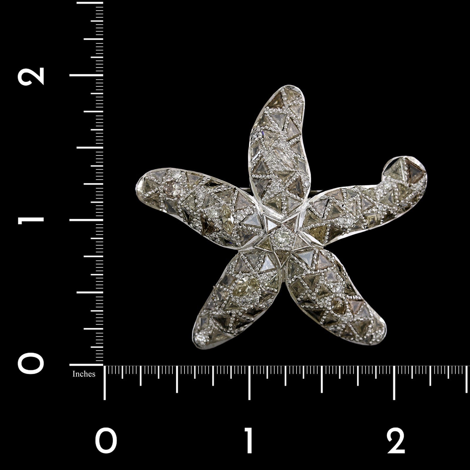 Alopa 18K White Gold Estate Diamond Starfish Pin Pendant