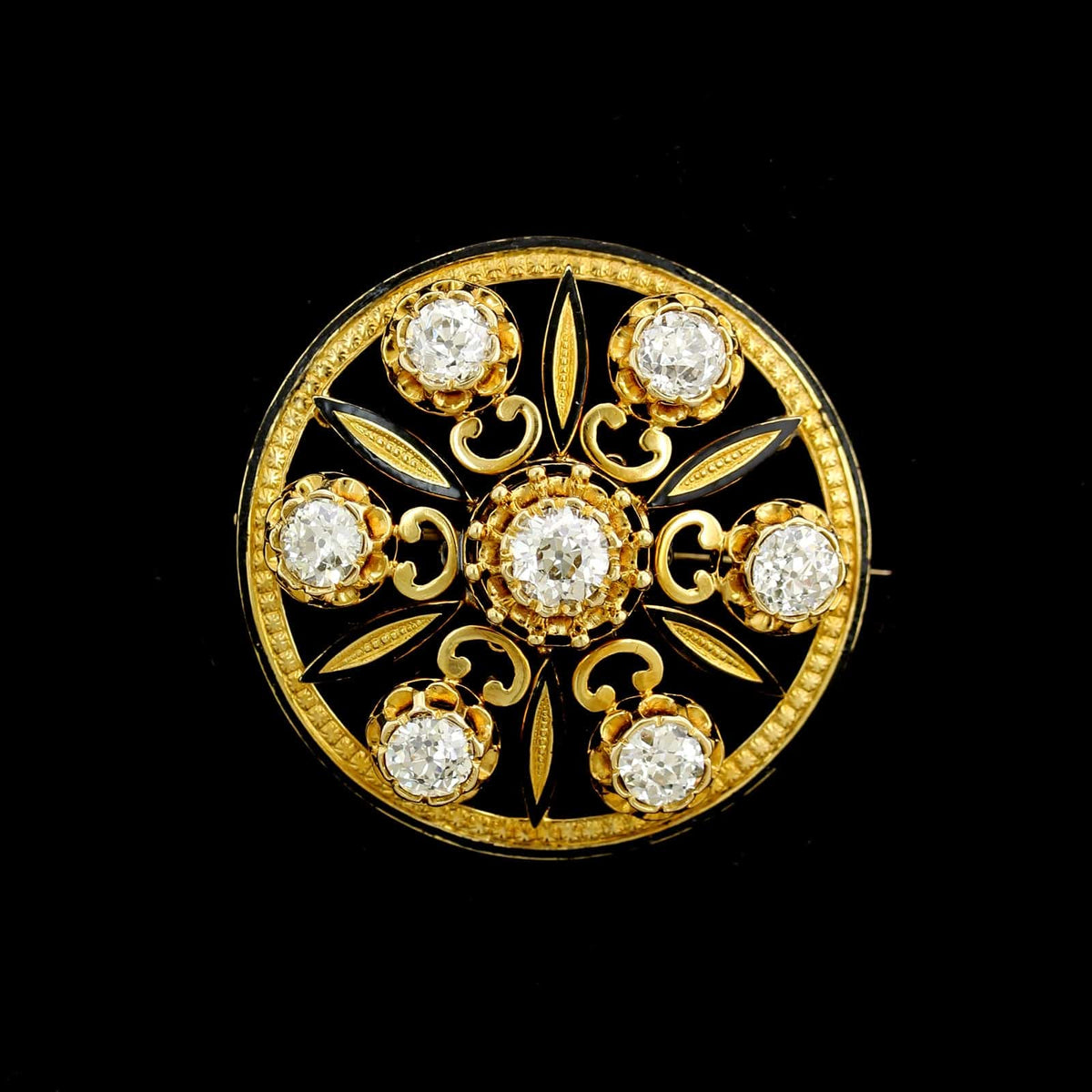 Antique 18K Yellow Gold Estate Diamond Pin