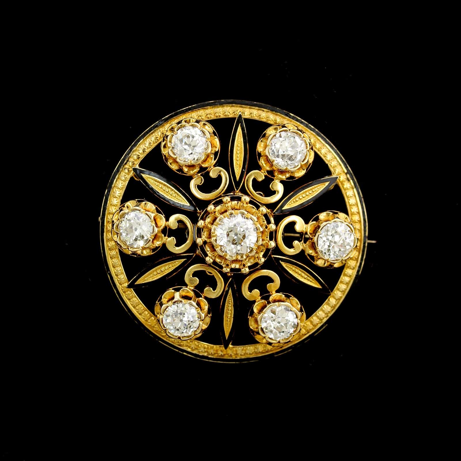 Antique 18K Yellow Gold Estate Diamond Pin