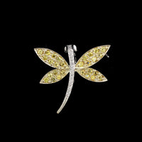 18K White Gold Estate Sapphire and Diamond Dragonfly Pin Pendant
